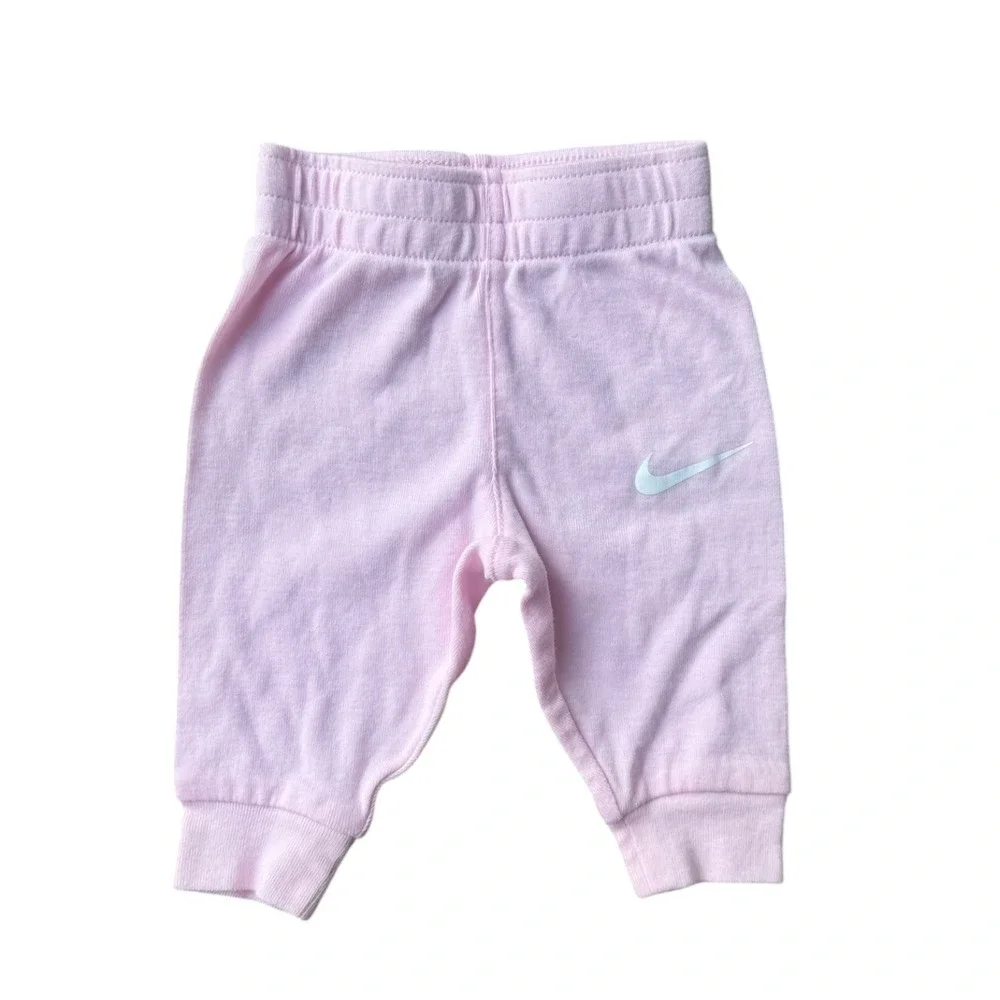 Nike Newborn Baby Girls Pink Long Sleeve Bodysuit and Jogger Pants Set